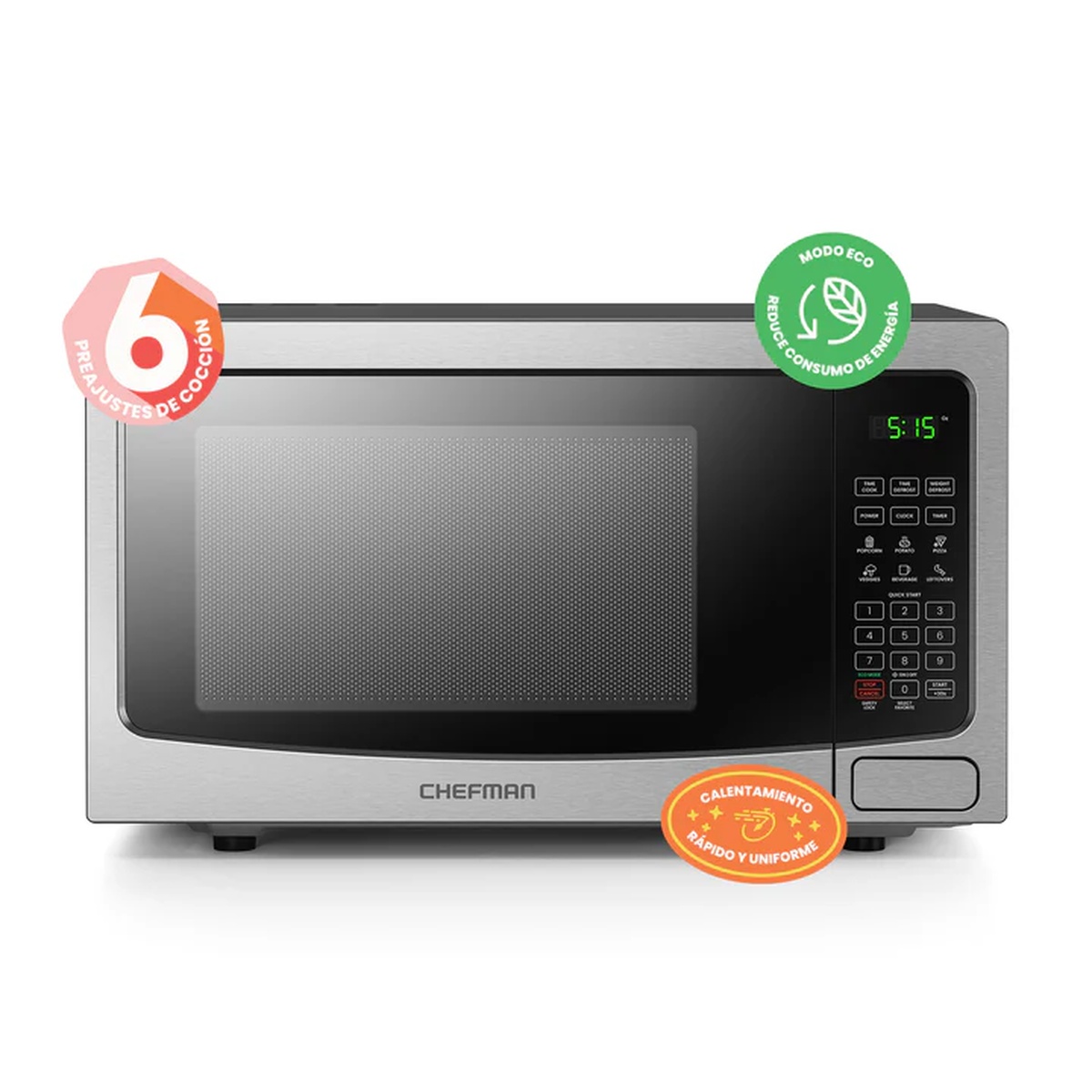 HORNO MICROONDAS 1.1 PIES ACERO INOX CHEFMAN RJ55-SS-11-MX